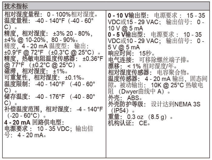 Dwyer德威爾WHT全天候防護溫濕度變送器批發(fā)